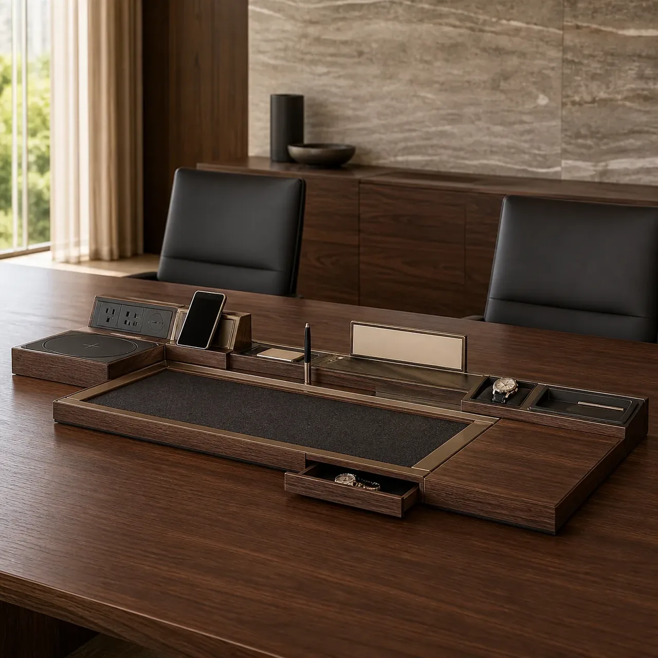 Concept render of the complete Boardroom Desk Architecture
