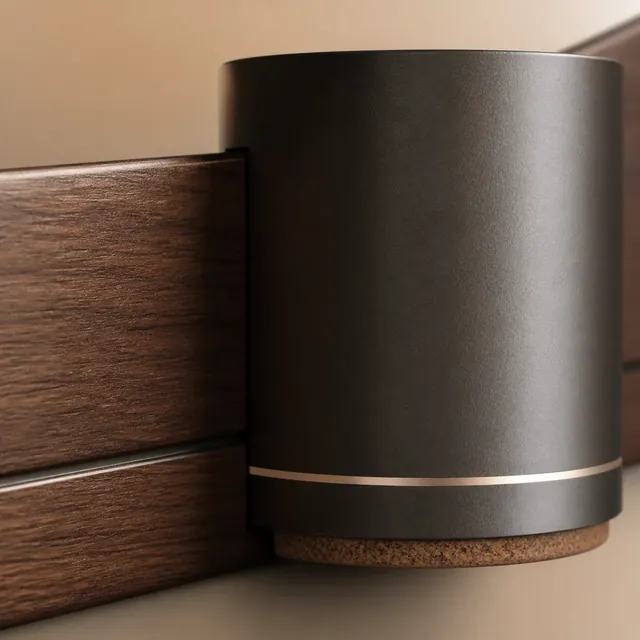 Concept render detail of a magnetic pen module on its rail