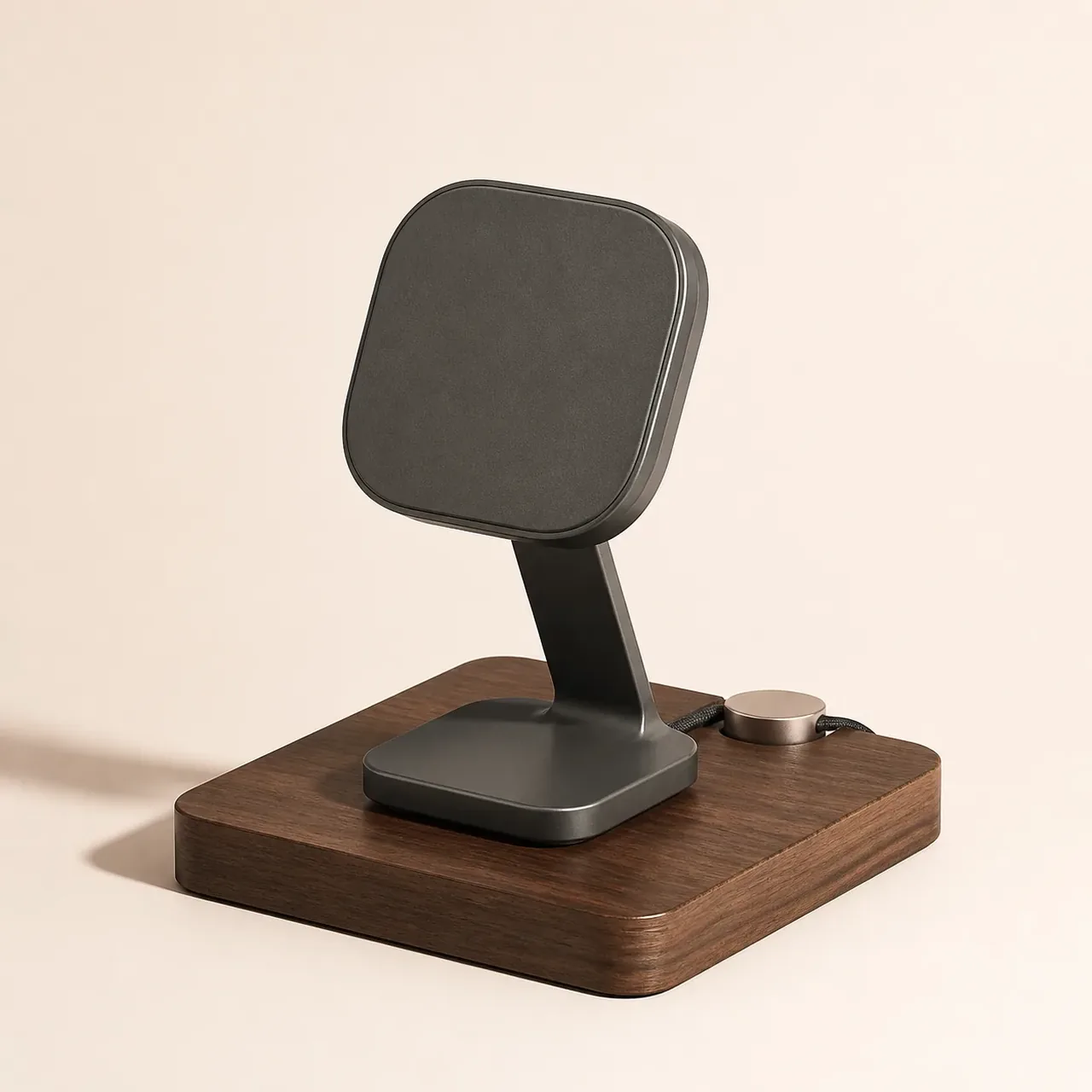 Concept render of the Solo Cable Dock in a front three-quarter studio view